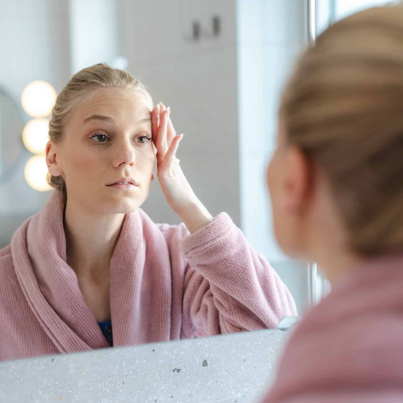 Tired Skin in the Morning Mirror