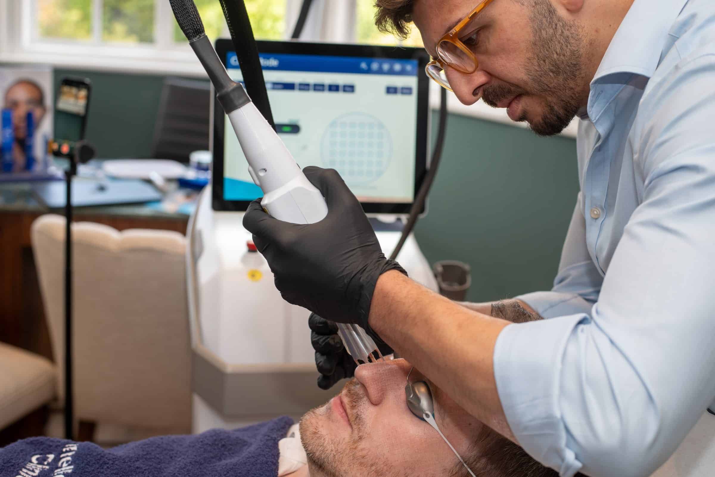 Dr Mattia Parducci performs UltraClear laser resurfacing at Cannelle Skin Clinic in Summertown