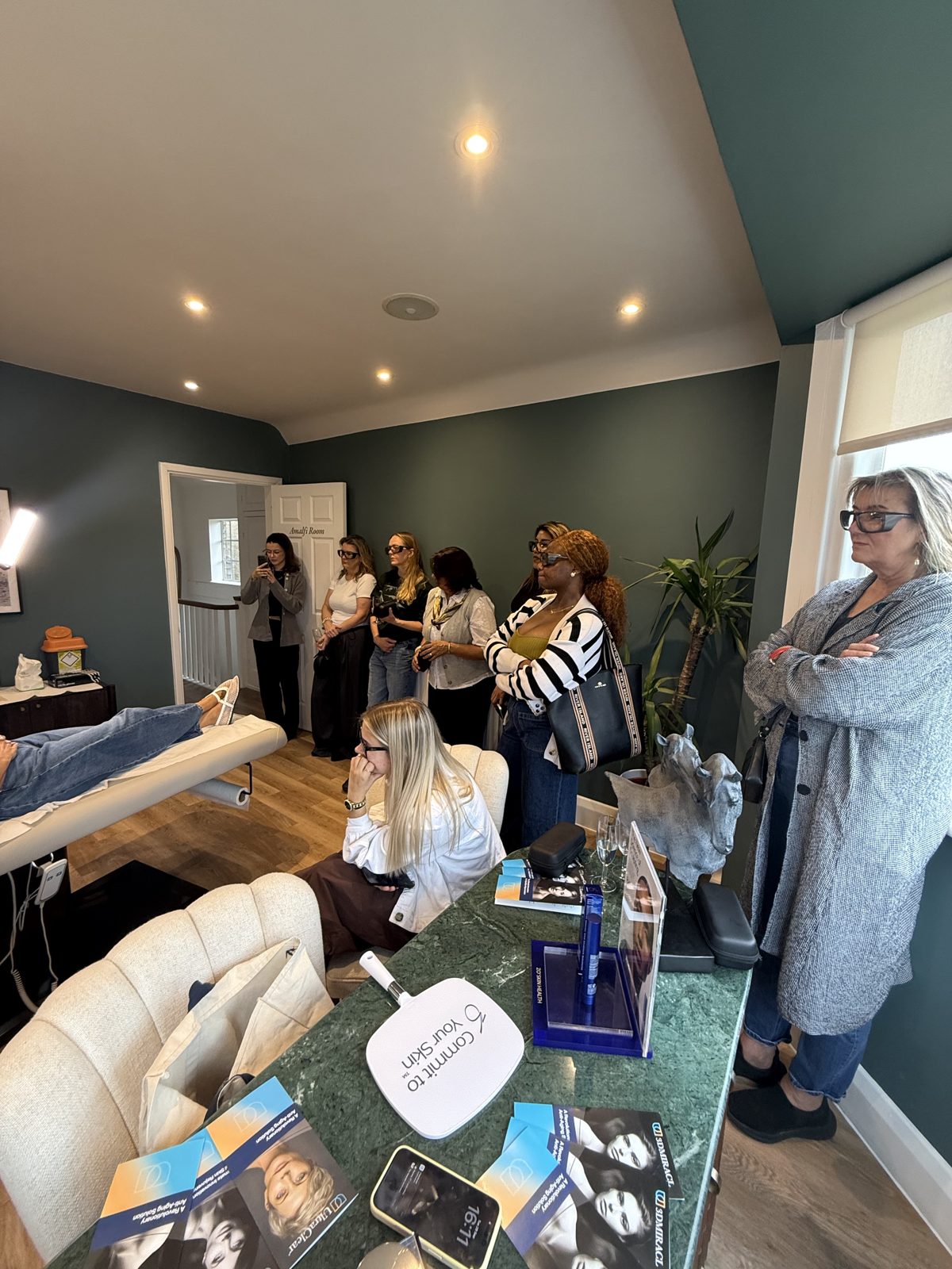 Guests gather in a treatment room at Cannelle Skin Clinic in Summertown for the UltraClear launch