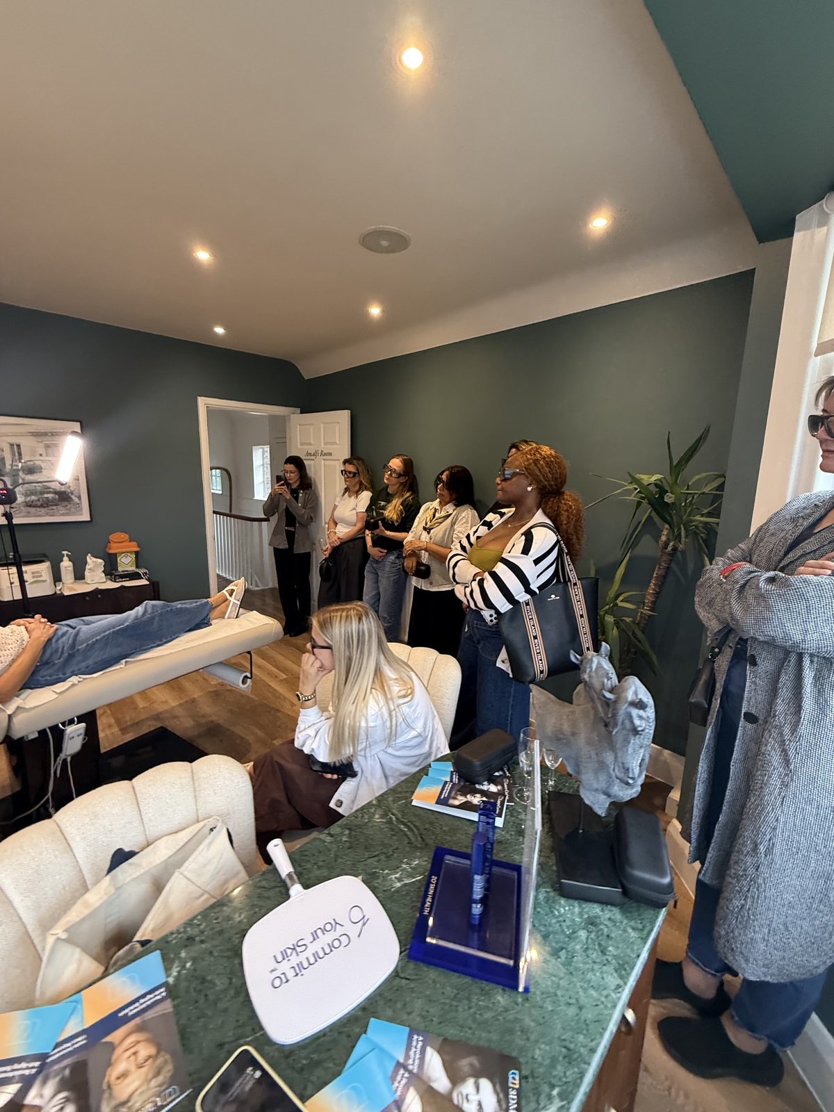 Guests gather in the treatment room during the UltraClear launch at Cannelle